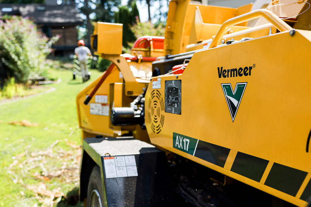 Vermeer AX17 Brush chipper on tree care job site